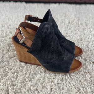 Mix Mooz Kona Black Leather Wedge Slingback Shootie Perforated Women’s 38/ 7.5-8
